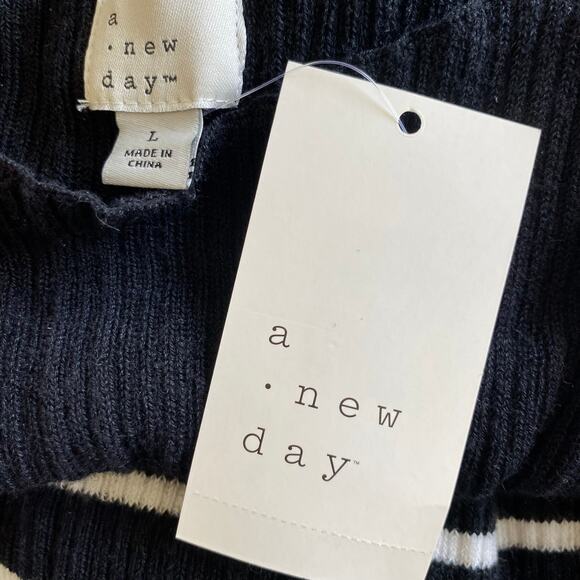 NEW A NEW DAY Striped Sleeveless Stretchy Knit Midi Maxi Dress Large Black White - Picture 4 of 6